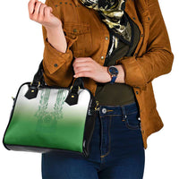 Philippines Barong Style Shoulder Handbag with Polynesian Art and Leaf Motif Green Color