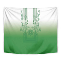 Philippines Barong Style Tapestry with Polynesian Art and Leaf Motif Green Color