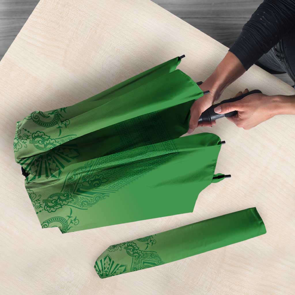 Philippines Barong Style Umbrella with Polynesian Art and Leaf Motif Green Color LT03 - Polynesian Pride