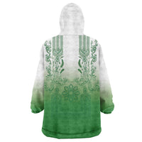 Philippines Barong Style Wearable Blanket Hoodie with Polynesian Art and Leaf Motif Green Color LT03 - Polynesian Pride