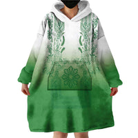 Philippines Barong Style Wearable Blanket Hoodie with Polynesian Art and Leaf Motif Green Color LT03 - Polynesian Pride