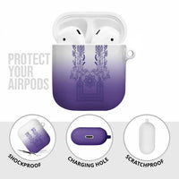 Philippines Barong Style AirPods Case with Polynesian Art and Leaf Motif Purple Color