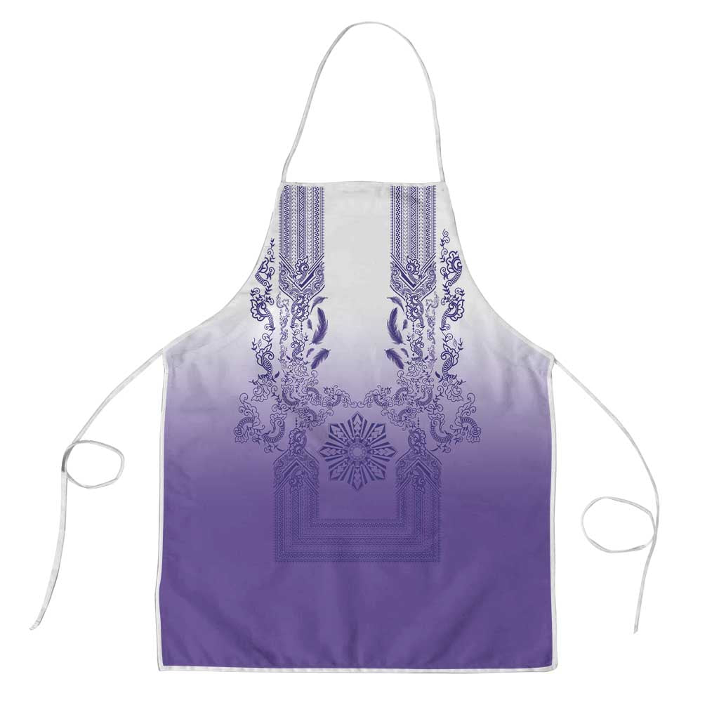 Philippines Barong Style Apron with Polynesian Art and Leaf Motif Purple Color LT03 Purple - Polynesian Pride