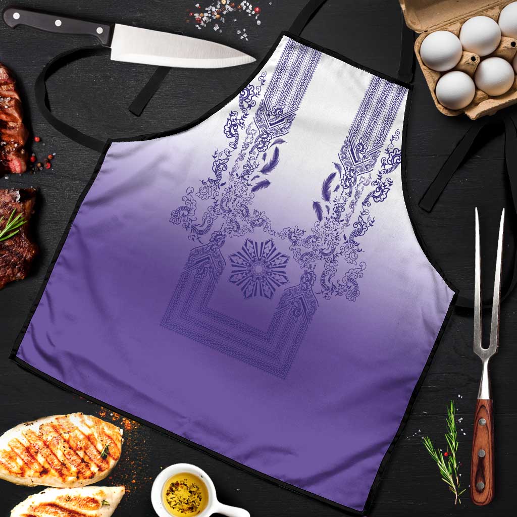 Philippines Barong Style Apron with Polynesian Art and Leaf Motif Purple Color LT03 Purple - Polynesian Pride