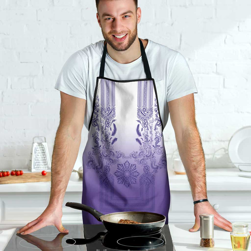 Philippines Barong Style Apron with Polynesian Art and Leaf Motif Purple Color LT03 - Polynesian Pride