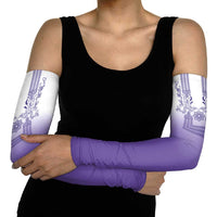 Philippines Barong Style Arm Sleeves with Polynesian Art and Leaf Motif Purple Color