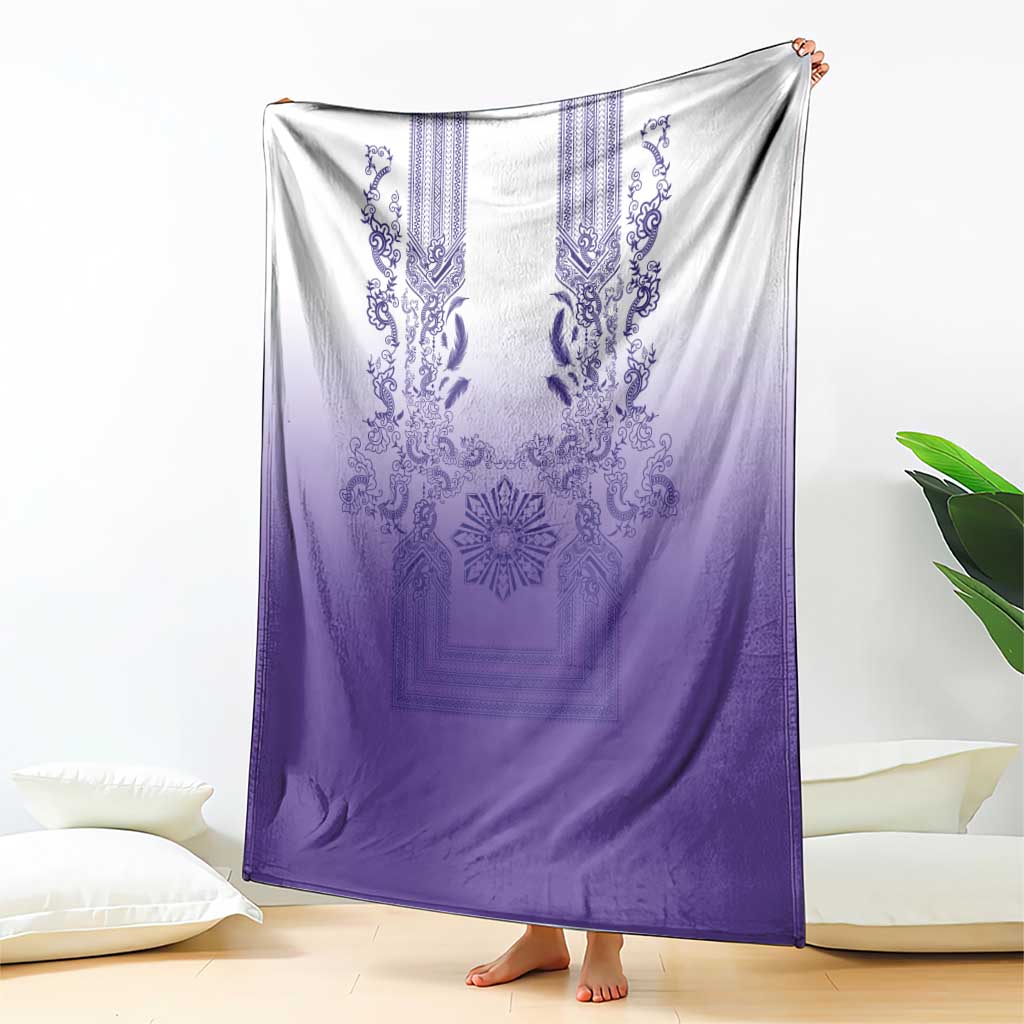 Philippines Barong Style Blanket with Polynesian Art and Leaf Motif Purple Color LT03 - Polynesian Pride