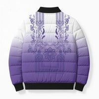 Philippines Barong Style Bomber Puffer Jacket with Polynesian Art and Leaf Motif Purple Color LT03 - Polynesian Pride
