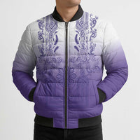 Philippines Barong Style Bomber Puffer Jacket with Polynesian Art and Leaf Motif Purple Color LT03 - Polynesian Pride