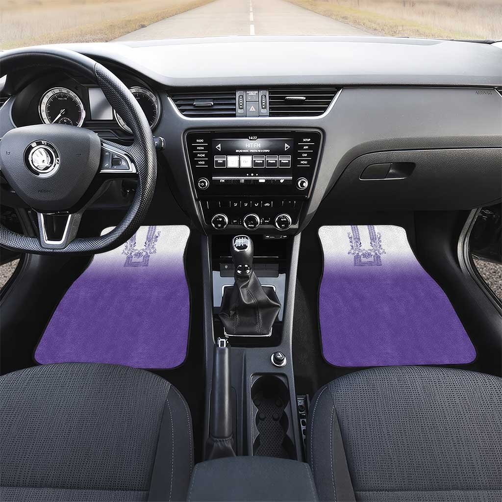 Philippines Barong Style Car Mats with Polynesian Art and Leaf Motif Purple Color