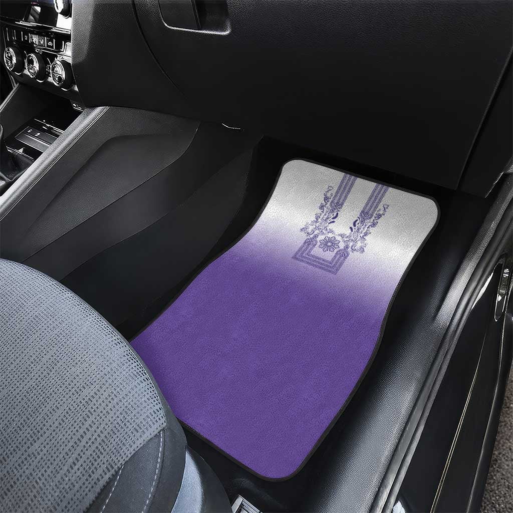 Philippines Barong Style Car Mats with Polynesian Art and Leaf Motif Purple Color