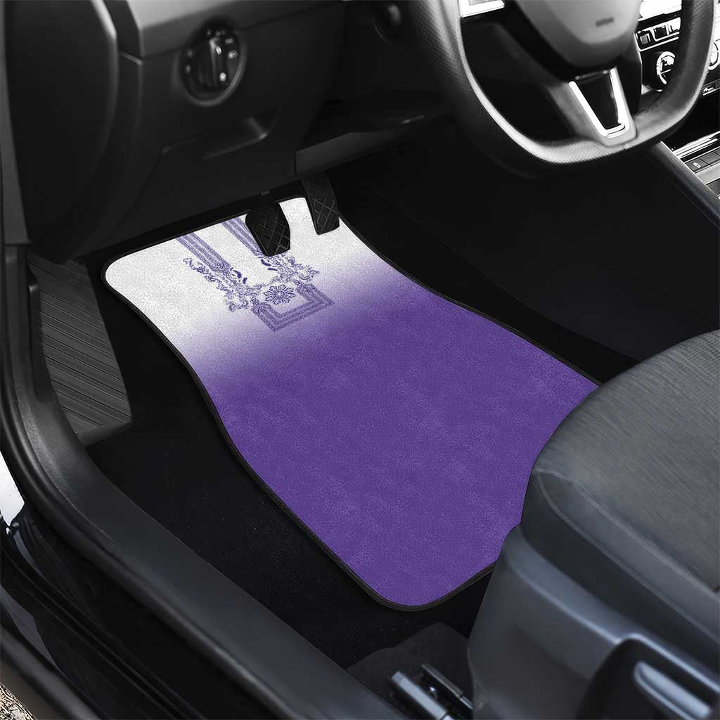 Philippines Barong Style Car Mats with Polynesian Art and Leaf Motif Purple Color