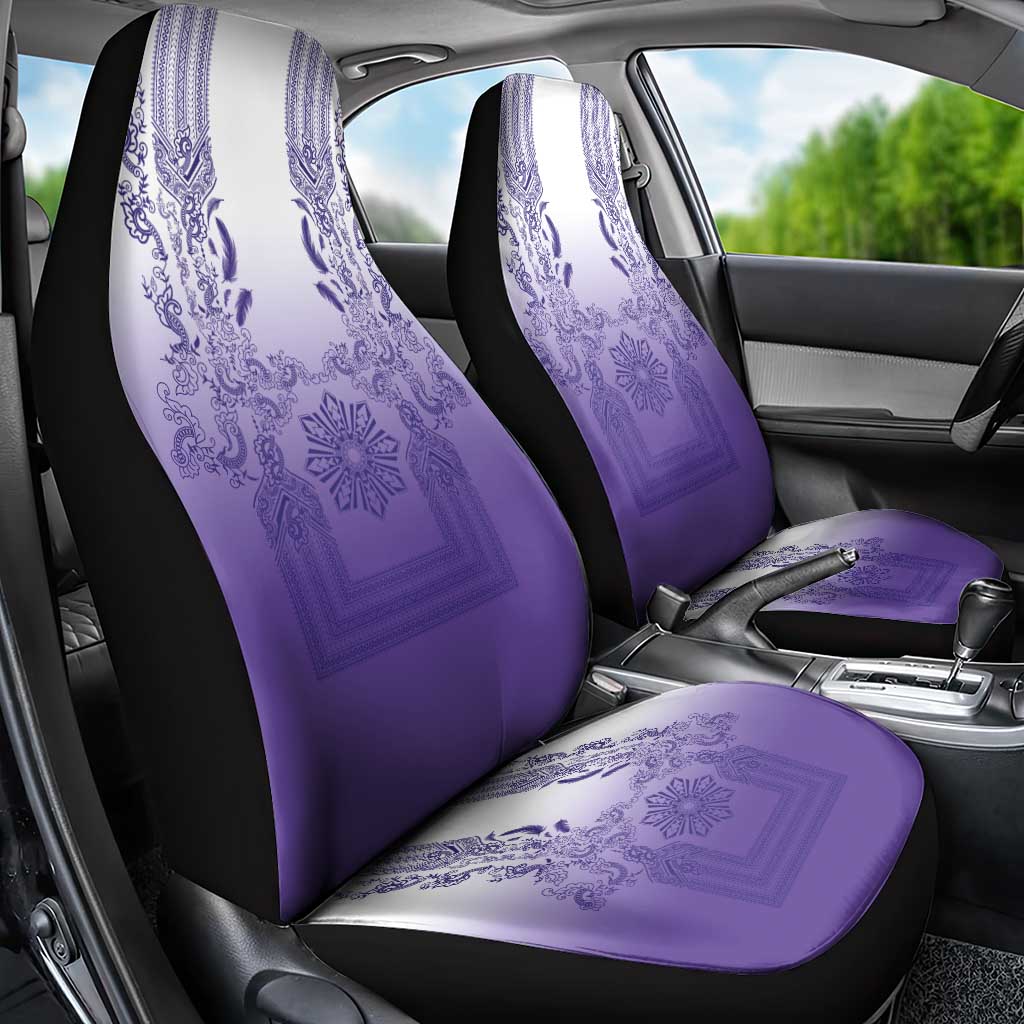 Philippines Barong Style Car Seat Cover with Polynesian Art and Leaf Motif Purple Color LT03 - Polynesian Pride