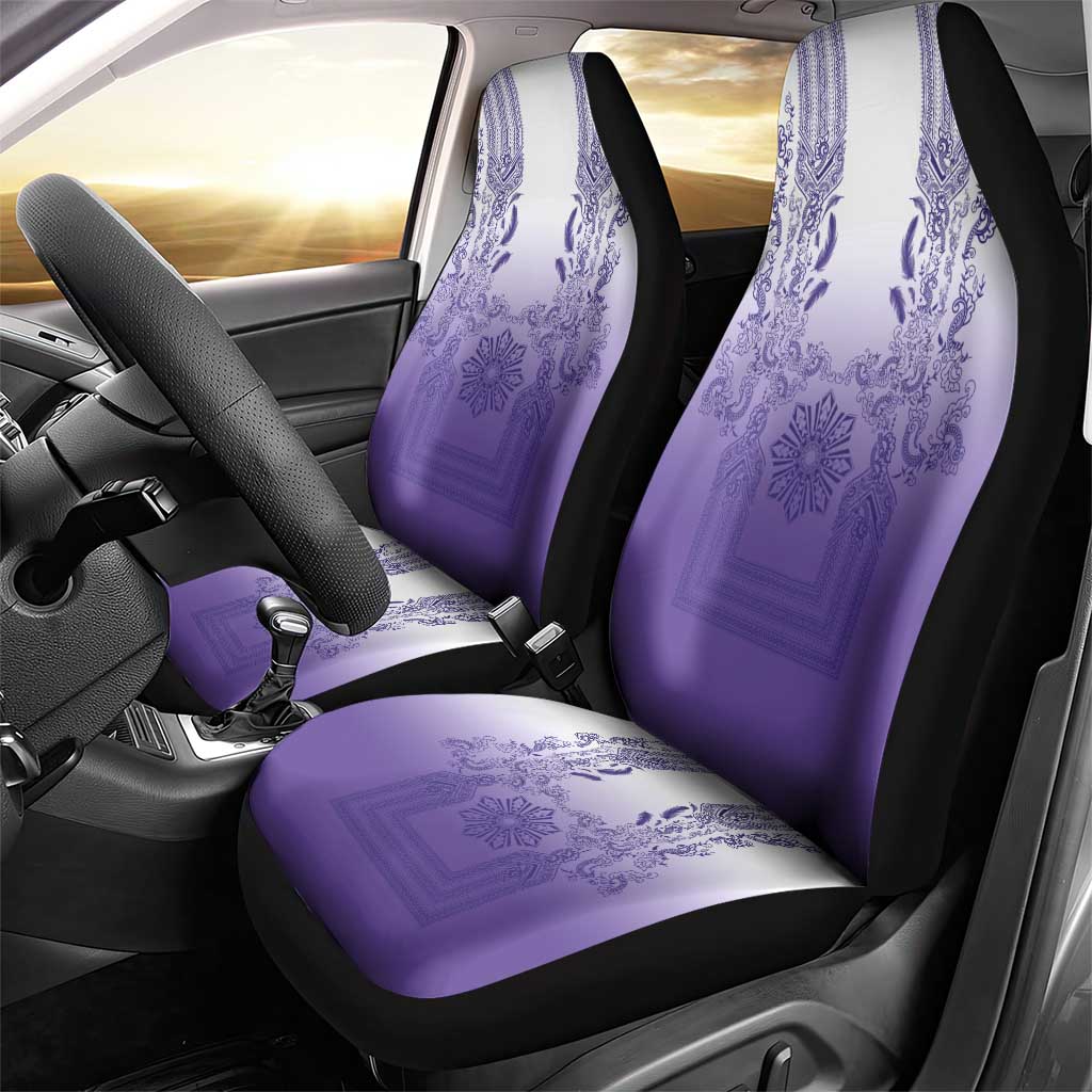 Philippines Barong Style Car Seat Cover with Polynesian Art and Leaf Motif Purple Color LT03 - Polynesian Pride