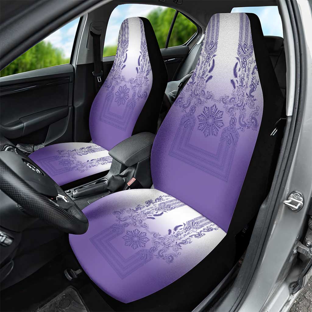 Philippines Barong Style Car Seat Cover with Polynesian Art and Leaf Motif Purple Color LT03 - Polynesian Pride
