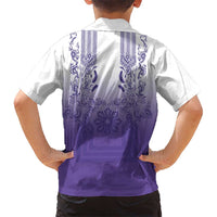 Philippines Barong Style Family Matching Tank Maxi Dress and Hawaiian Shirt with Polynesian Art and Leaf Motif Purple Color LT03 - Polynesian Pride