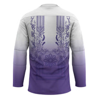 Philippines Barong Style Hockey Jersey with Polynesian Art and Leaf Motif Purple Color LT03 - Polynesian Pride