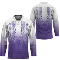 Philippines Barong Style Hockey Jersey with Polynesian Art and Leaf Motif Purple Color LT03 - Polynesian Pride