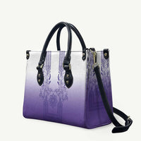 Philippines Barong Style Leather Bag with Polynesian Art and Leaf Motif Purple Color