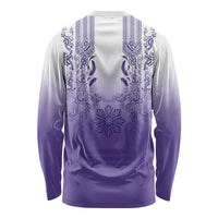 Philippines Barong Style Long Sleeve Shirt with Polynesian Art and Leaf Motif Purple Color LT03 - Polynesian Pride
