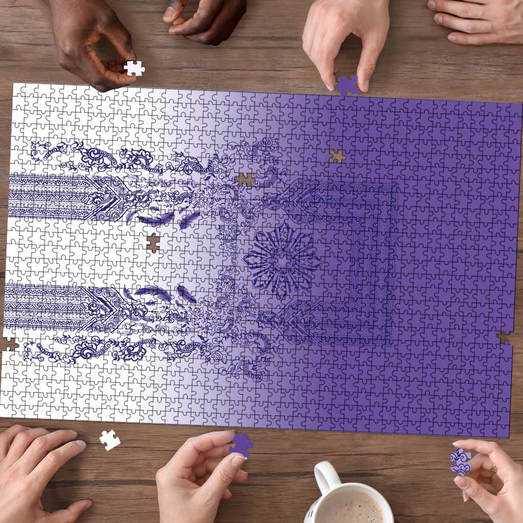 Philippines Barong Style Puzzle with Polynesian Art and Leaf Motif Purple Color LT03 - Polynesian Pride
