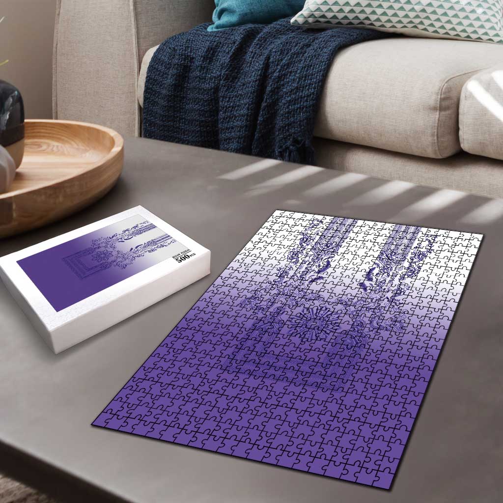 Philippines Barong Style Puzzle with Polynesian Art and Leaf Motif Purple Color LT03 - Polynesian Pride