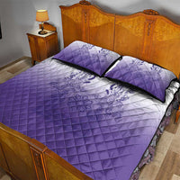 Philippines Barong Style Quilt Bed Set with Polynesian Art and Leaf Motif Purple Color