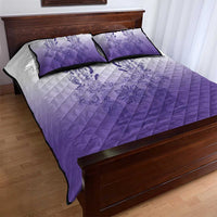 Philippines Barong Style Quilt Bed Set with Polynesian Art and Leaf Motif Purple Color