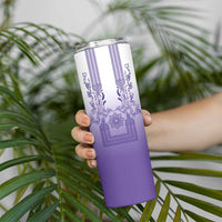 Philippines Barong Style Skinny Tumbler with Polynesian Art and Leaf Motif Purple Color