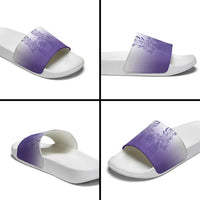 Philippines Barong Style Slide Sandals with Polynesian Art and Leaf Motif Purple Color