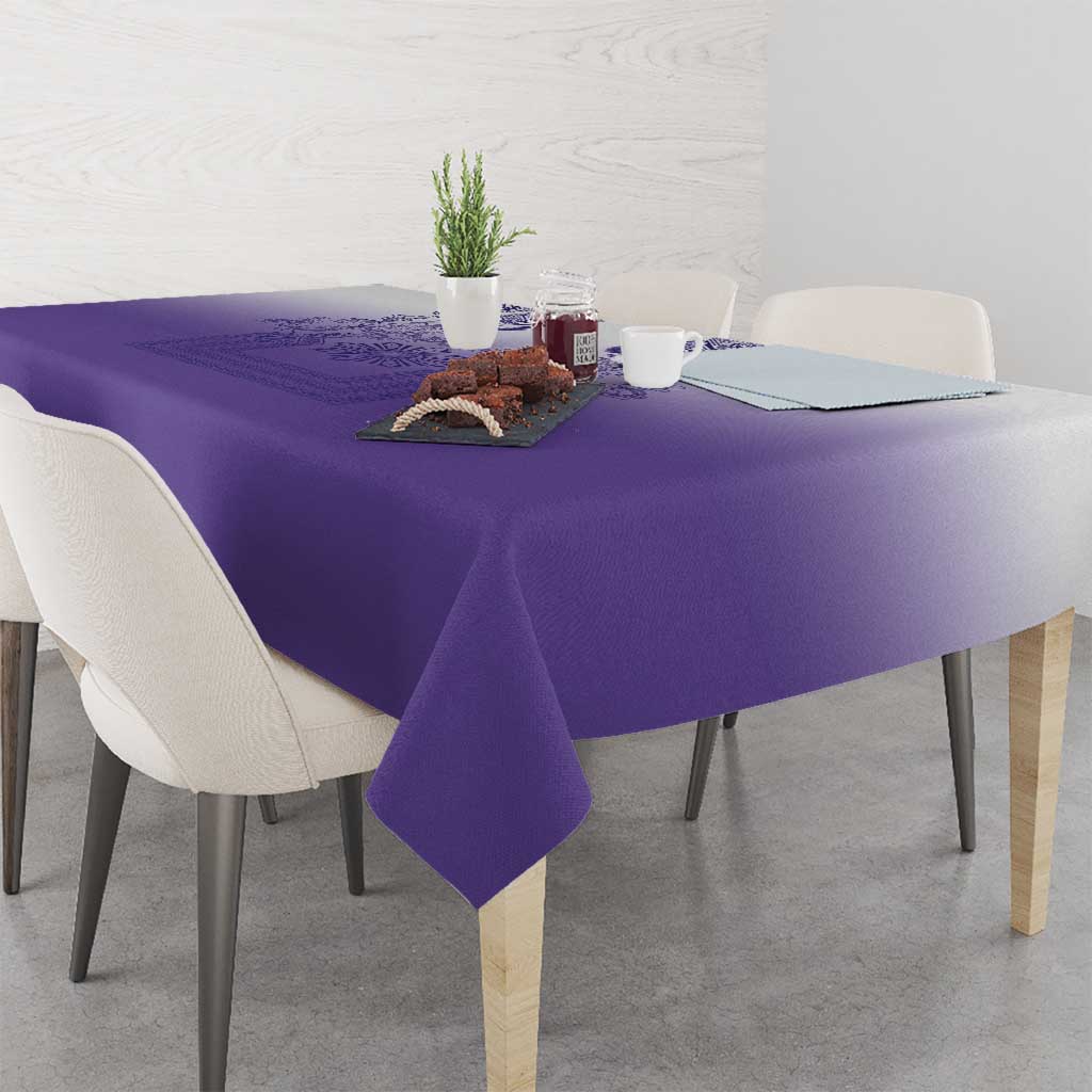 Philippines Barong Style Tablecloth with Polynesian Art and Leaf Motif Purple Color