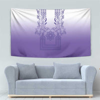 Philippines Barong Style Tapestry with Polynesian Art and Leaf Motif Purple Color
