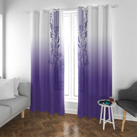 Philippines Barong Style Window Curtain with Polynesian Art and Leaf Motif Purple Color
