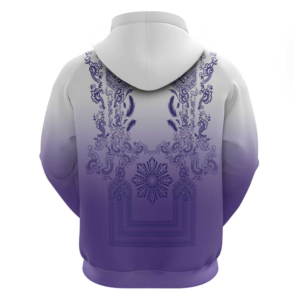 Philippines Barong Style Zip Hoodie with Polynesian Art and Leaf Motif Purple Color LT03 - Polynesian Pride