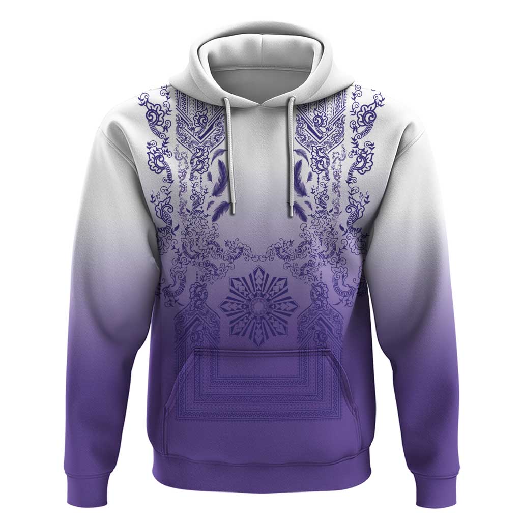 Philippines Barong Style Zip Hoodie with Polynesian Art and Leaf Motif Purple Color LT03 Pullover Hoodie Purple - Polynesian Pride