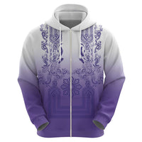 Philippines Barong Style Zip Hoodie with Polynesian Art and Leaf Motif Purple Color LT03 - Polynesian Pride