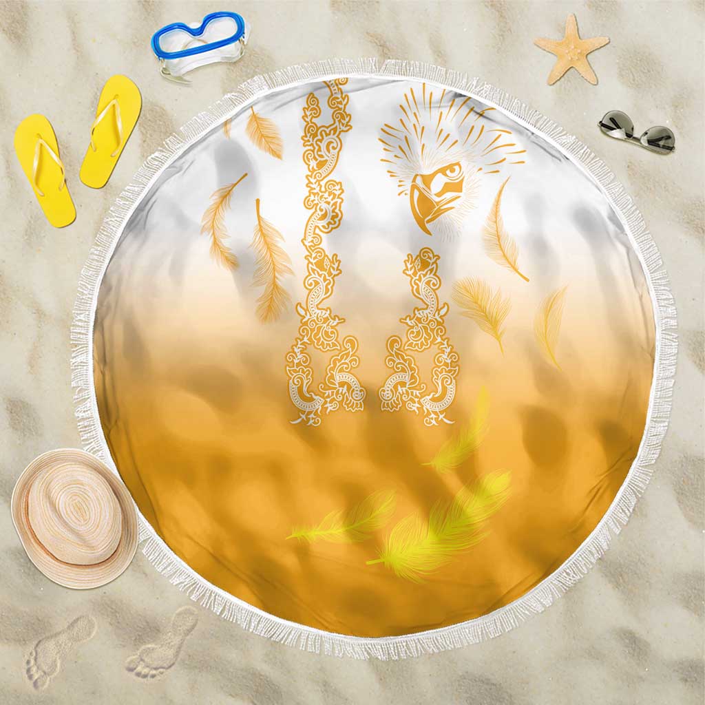 Philippines National Costume Style Beach Blanket Barong Tagalog and Eagle Feather Yellow Color