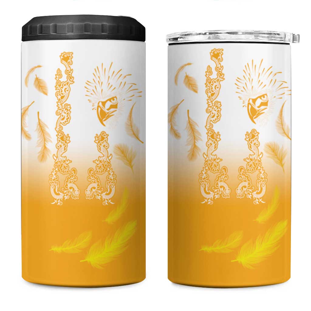 Philippines National Costume Style 4 in 1 Can Cooler Tumbler Barong Tagalog and Eagle Feather Yellow Color