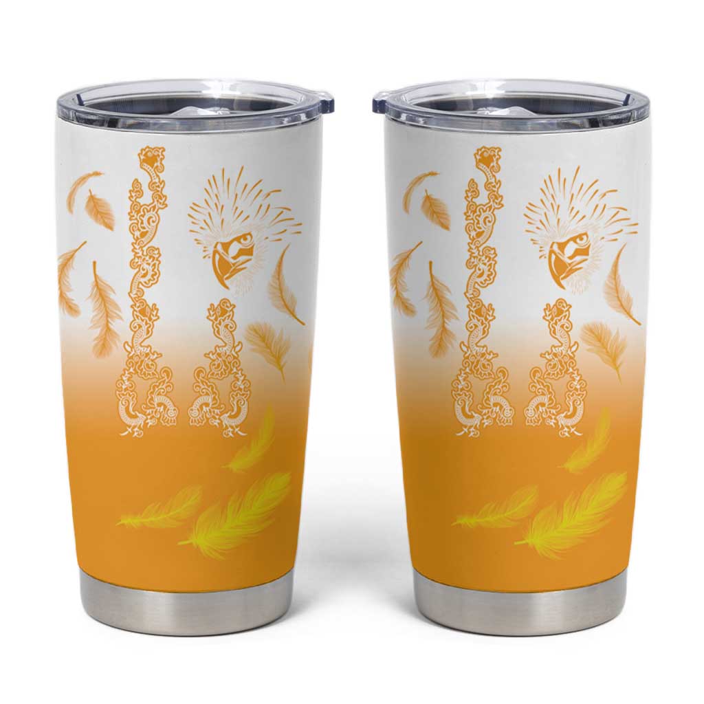 Philippines National Costume Style Tumbler Cup Barong Tagalog and Eagle Feather Yellow Color