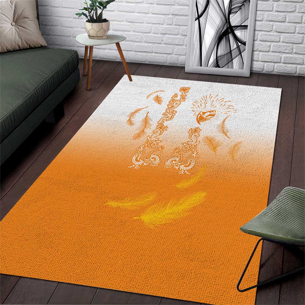 Philippines National Costume Style Area Rug Barong Tagalog and Eagle Feather Orange Color