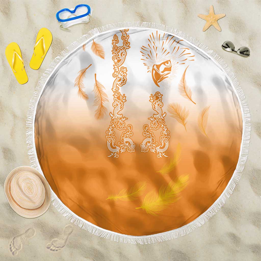 Philippines National Costume Style Beach Blanket Barong Tagalog and Eagle Feather Orange Color