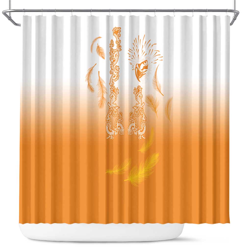 Philippines National Costume Style Shower Curtain Barong Tagalog and Eagle Feather Orange Color