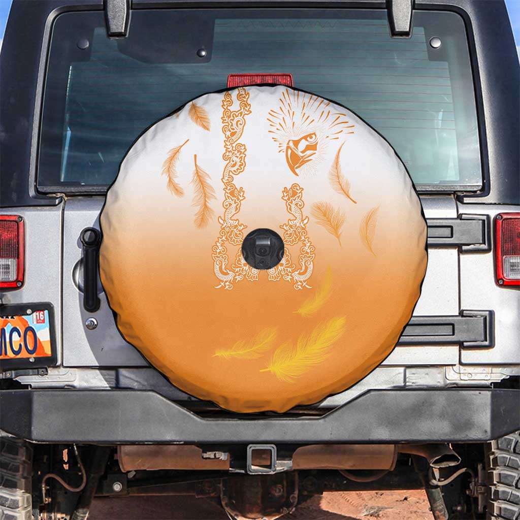 Philippines National Costume Style Spare Tire Cover Barong Tagalog and Eagle Feather Orange Color