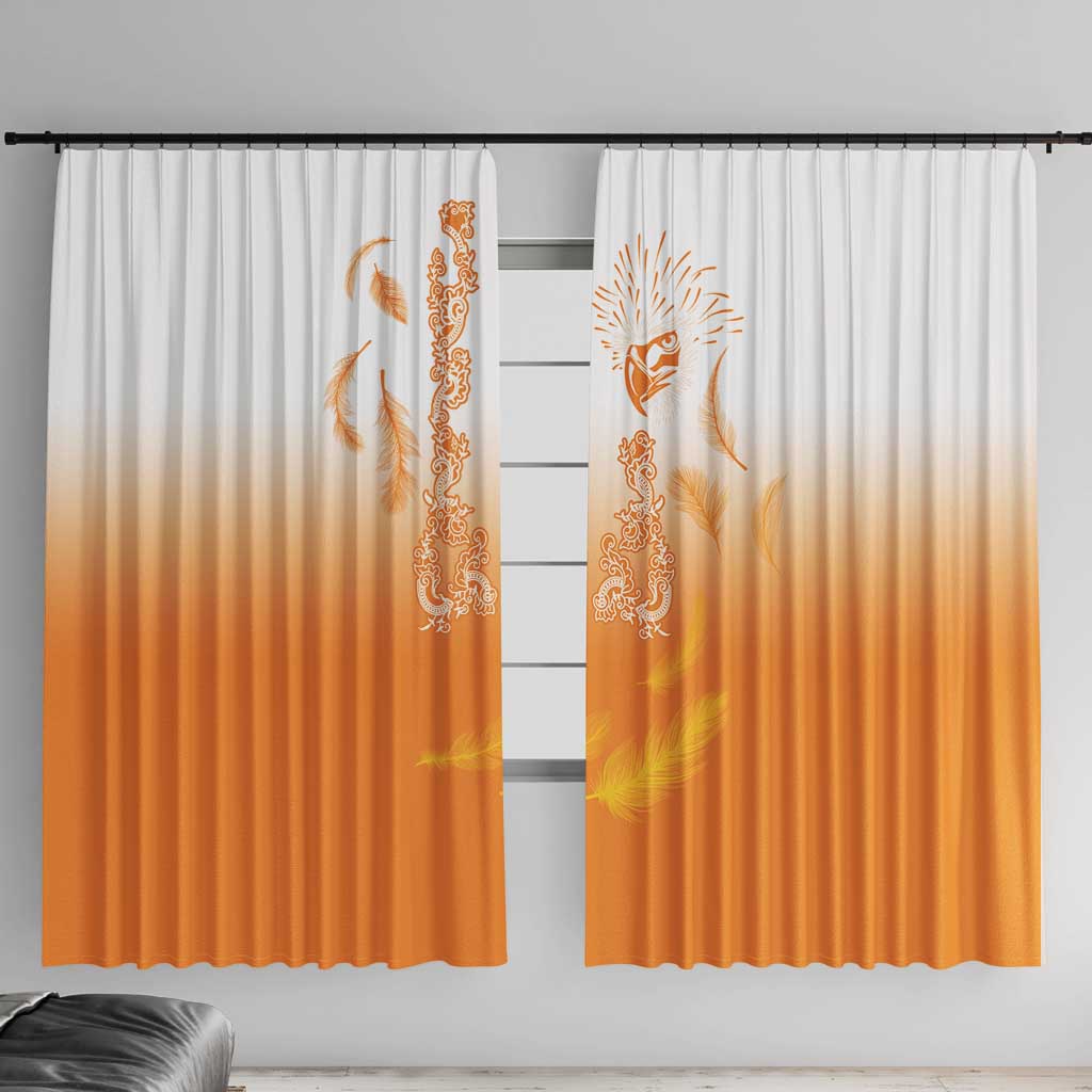 Philippines National Costume Style Window Curtain Barong Tagalog and Eagle Feather Orange Color