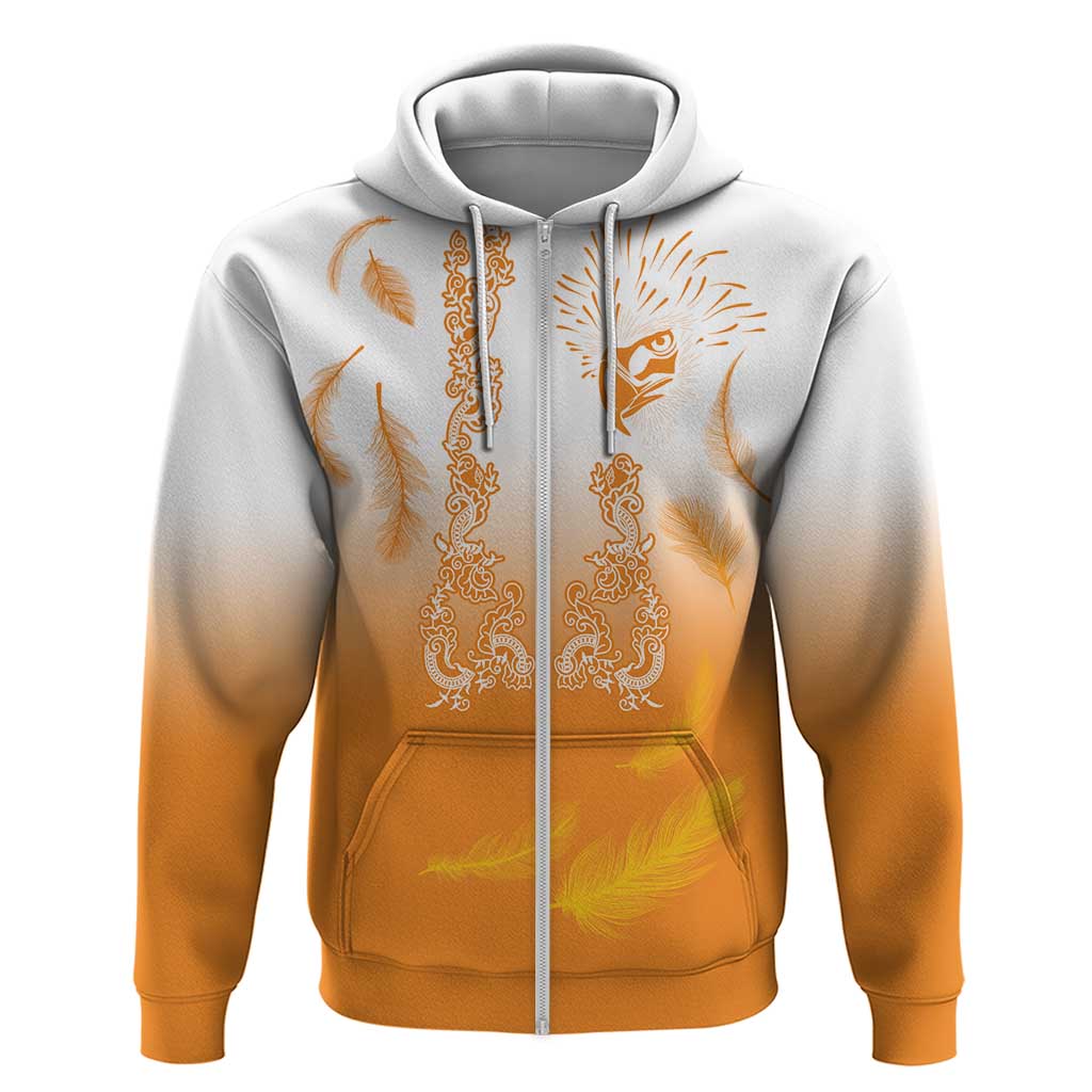 Philippines National Costume Style Zip Hoodie Barong Tagalog and Eagle Feather Orange Color