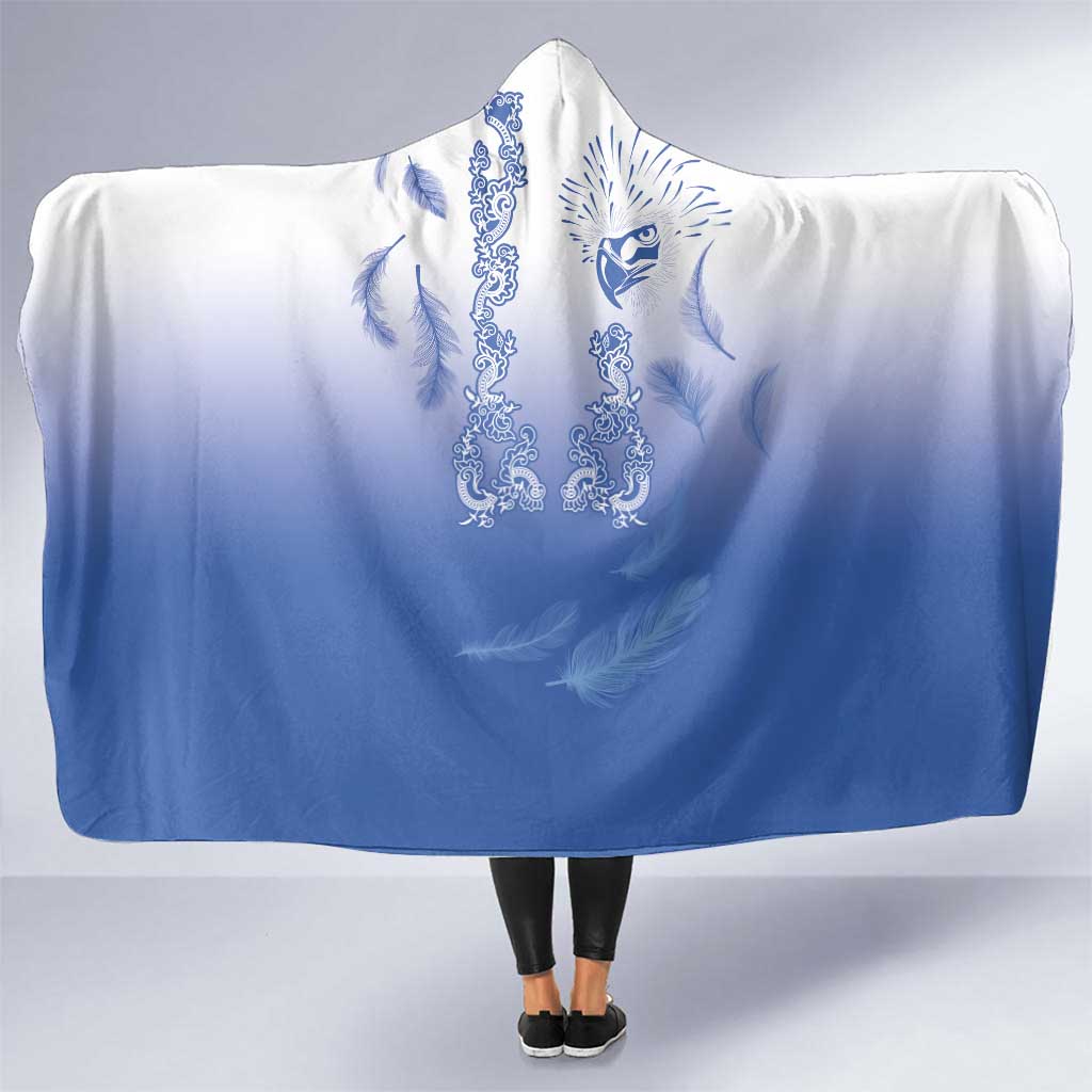 Philippines National Costume Style Hooded Blanket Barong Tagalog and Eagle Feather Blue Color