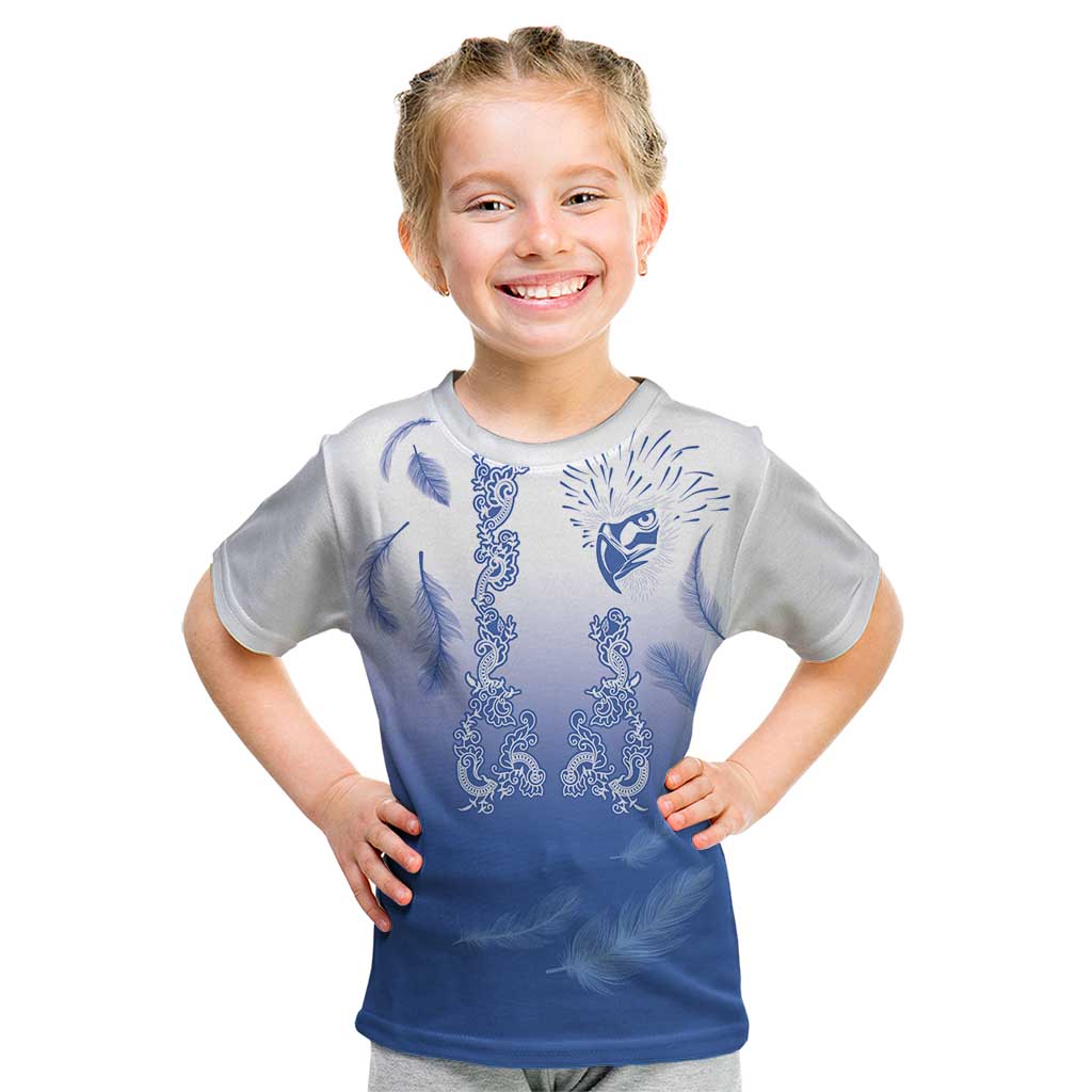 Philippines National Costume Style Kid T Shirt Barong Tagalog and Eagle Feather Blue Color