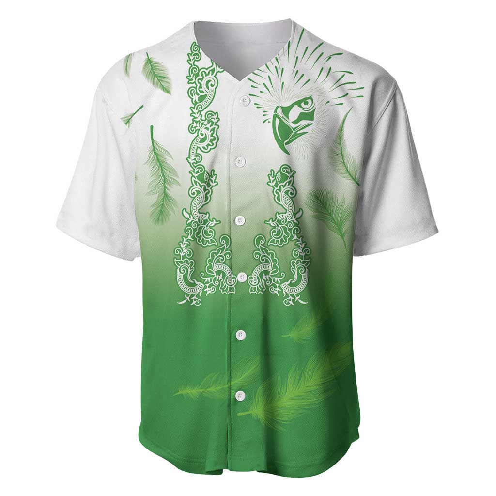 Philippines National Costume Style Baseball Jersey Barong Tagalog and Eagle Feather Green Color