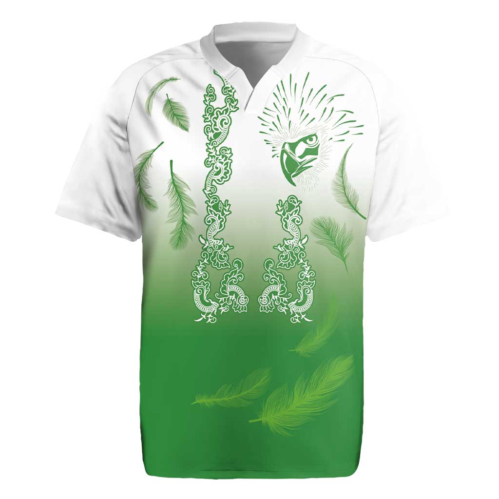 Philippines National Costume Style Rugby Jersey Barong Tagalog and Eagle Feather Green Color