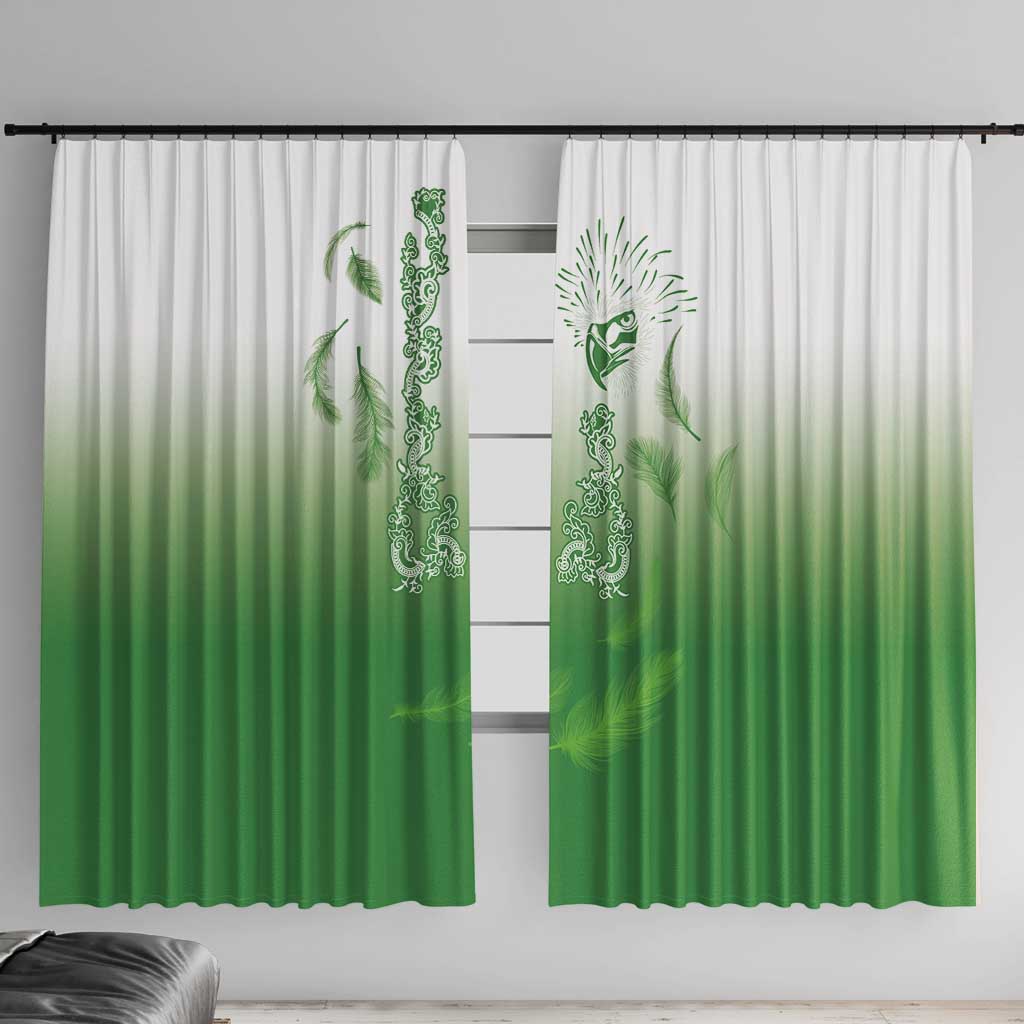 Philippines National Costume Style Window Curtain Barong Tagalog and Eagle Feather Green Color